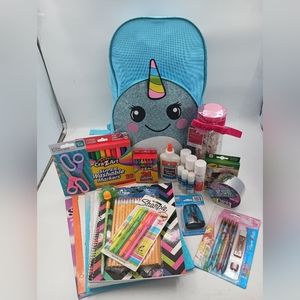 Girls Large Book Bag & School Supplies Bundle.